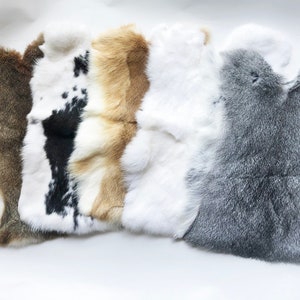 Natural Real Rabbit Skin Fur Pelts Craft Hide Decorative 2 Pack