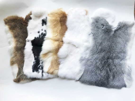 Natural Soft Genuine Rabbit Pelt Real Fluffy Fur Hide Materials