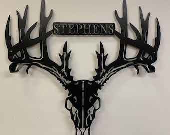 Custom Metal Bow Hanger, Bow Holder, Bow Rack, Personalized Deer Skull