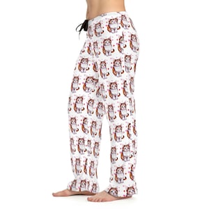 Cat And Hearts Pajama Bottoms, Cat Pajama Pants, Kitty Pajama Bottoms, Cute Cat Bottoms, Cute Kitty Pants, Cat Pajama Pants, Cat Pajamas