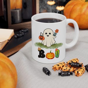 Halloween Ghost 11oz Ceramic Coffee Mug, Halloween Mug, Ghost Mug, Halloween Coffee Mug, Halloween Gift, Gift For Girlfriend, Gift For Mom