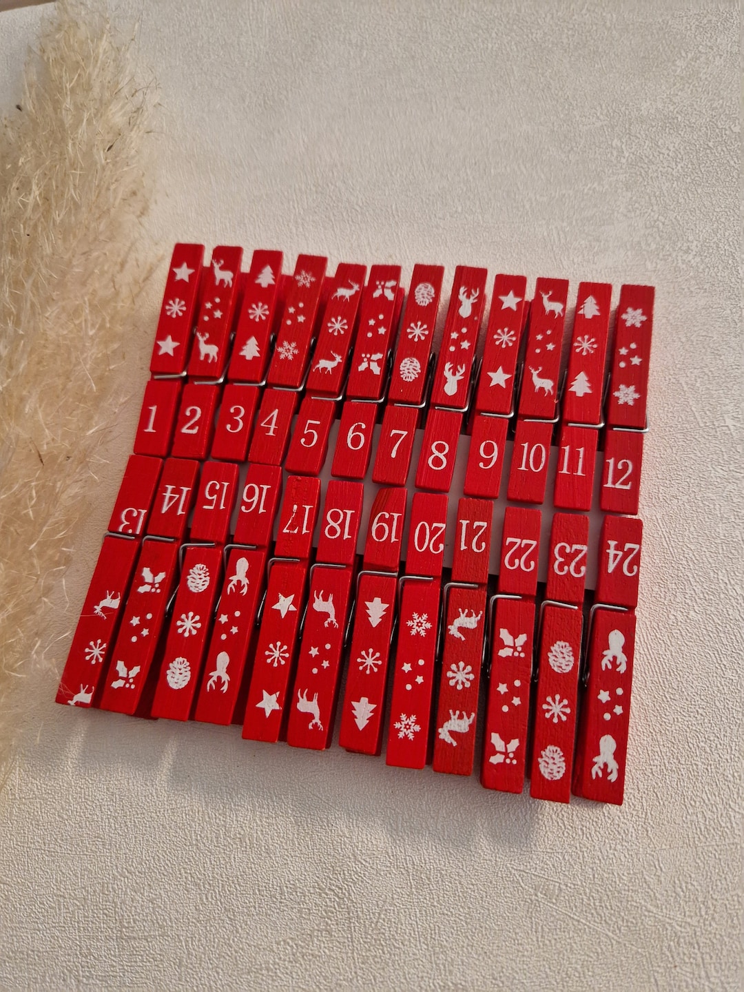 24 Advent Calendar Numbers Made of Wood Wooden Frame Etsy