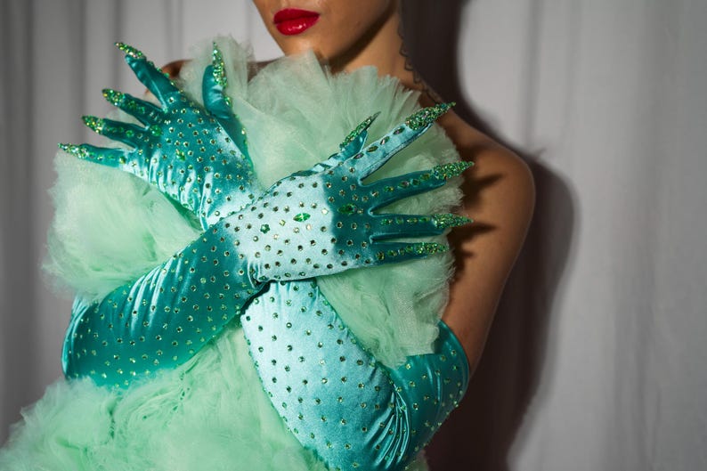 Kitty Claw Gloves (AB / Iridescent Stones) image 8