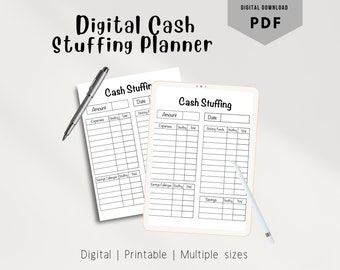 Hoja de trabajo de relleno de efectivo PDF Carta/A5/A6 / Presupuesto de cheque de pago / ahorros de efectivo / relleno de sobres de efectivo / presupuesto de cheque de pago / rastreador de ahorros