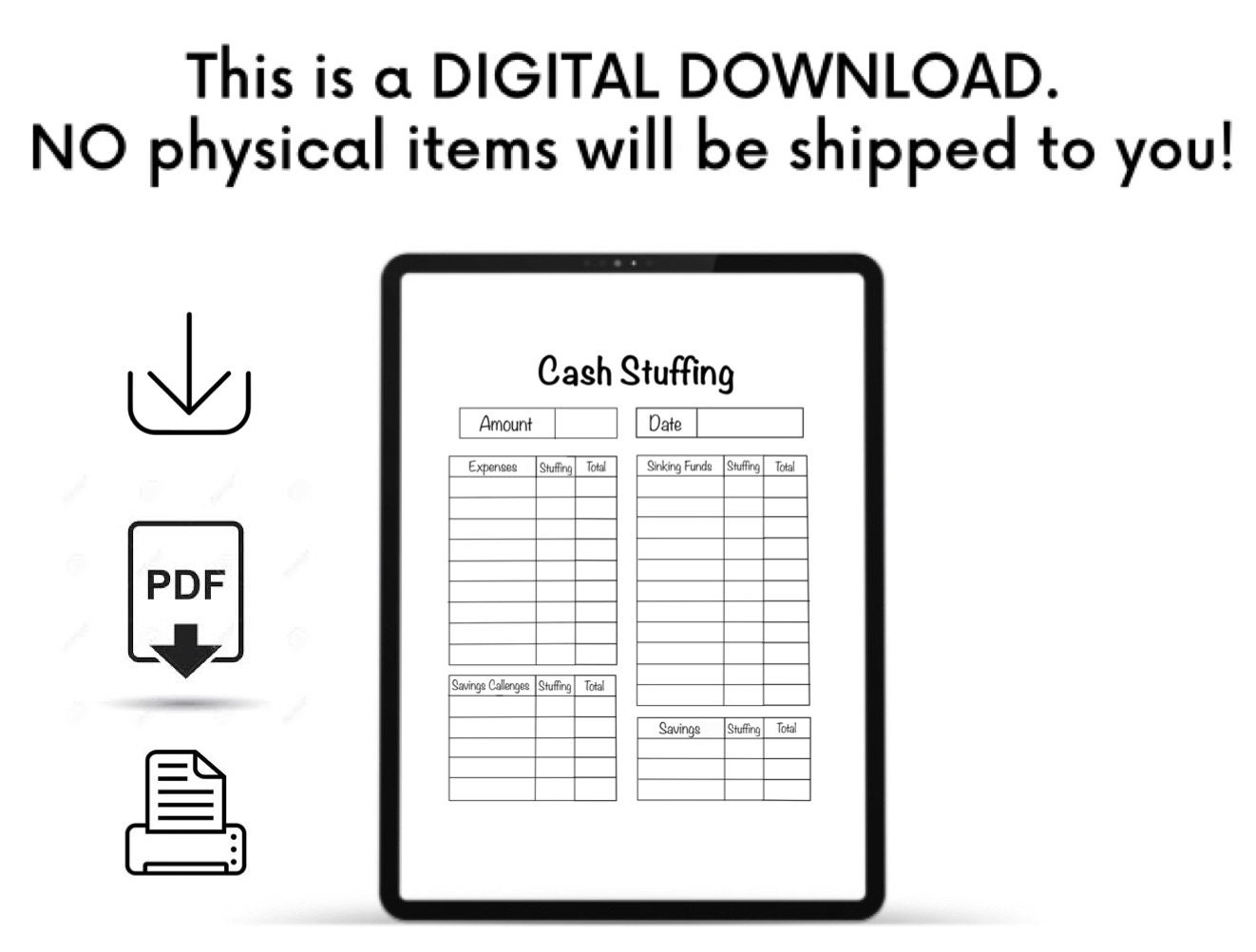 Cash Stuffing Worksheet PDF Letter/a5/a6 Paycheck Budget Cash Savings ...