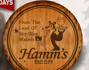 Hamms Beer drink bar bear tin metal sign rustic decor US Seller