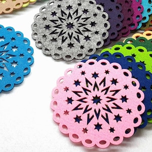 FELT coaster round with star 11-15-20 cm Ø many colors