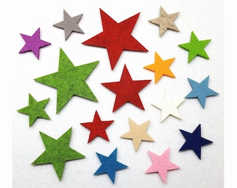 FILZ Sterne 10er Set 4-6-8 cm viele Farben