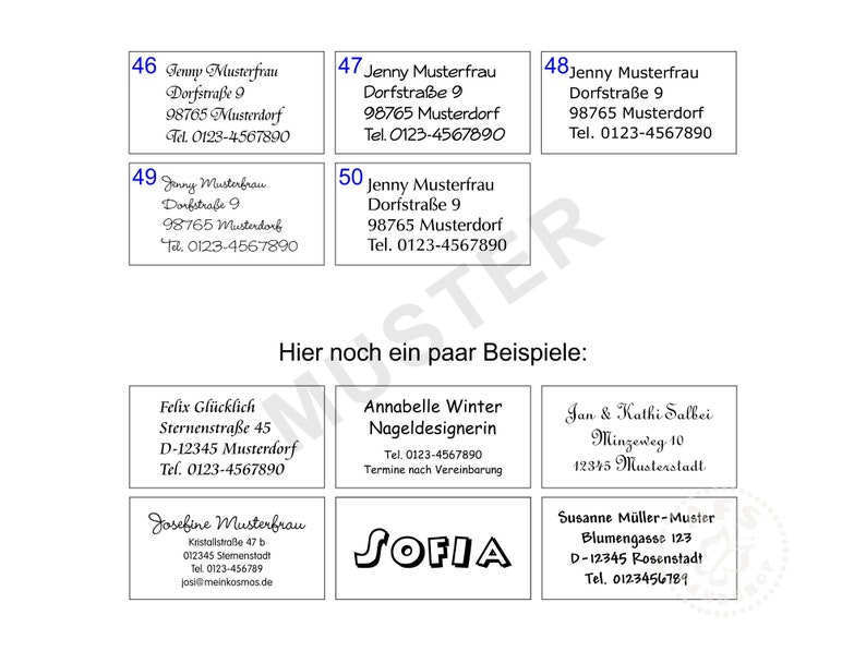 40 autocollants dadresse 48,5 x 25,4 mm avec votre texte image 6