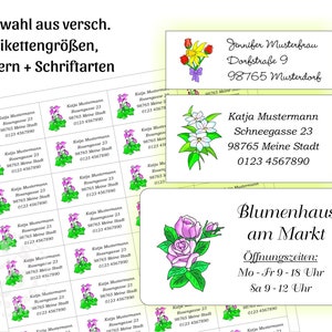 Adressaufkleber mit Motiv Blume und Ihrem Text Größe wählbar Bild 1