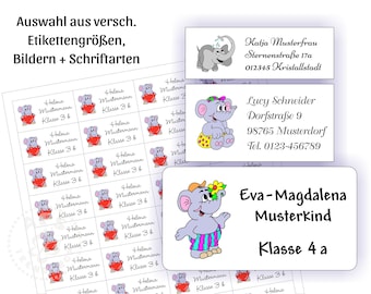 Adressaufkleber mit Motiv Elefant und Ihrem Text - Größe wählbar