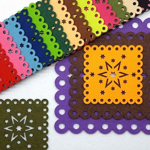 FELT Coaster Square with Star 10-15-20 cm many colors