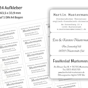 24 Adressaufkleber 63,5 x 33,9 mm mit Ihrem Text