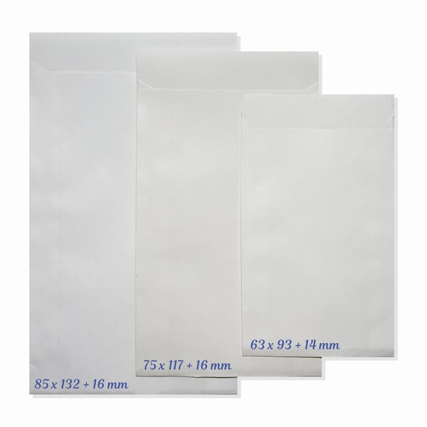 Papier Flachbeutel Tüten Kraftpapier weiß - 60 g/qm - Größenauswahl