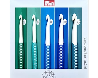 Prym Ergonomics haaknaaldenset van 5, naalddikte 7,0 t/m 12,0 mm, ergonomische wollen haaknaald