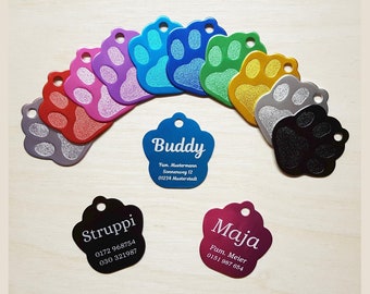 Dog tag paw large including engraving, color selection