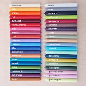 Könnte beinhalten: Eine Farbkarte mit einer Vielzahl von Farbtönen, von Orange und Rot bis Blau und Grün. Jede Farbe ist mit ihrem deutschen Namen beschriftet. Die Karte zeigt eine breite Palette von Schattierungen und Tönen.