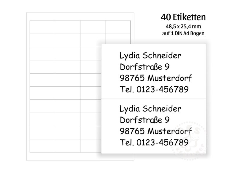 40 Adressaufkleber 48,5 x 25,4 mm mit Ihrem Text Bild 7