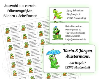 Adressaufkleber mit Motiv Frosch und Ihrem Text - Größe wählbar