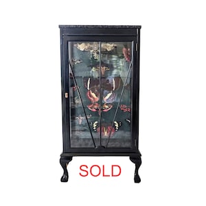 Small Black Curio or Bar Cabinet