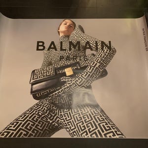 Póster original BALMAIN París 2020 tamaño panorámico 6 x 4 pies muy raro