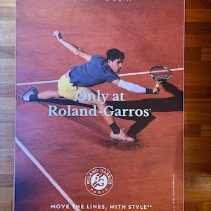 Póster original / Roland Garros 2025 / Estilo A / Impresión artística de tenis / Tamaño grande 1,2 x 1,8 m