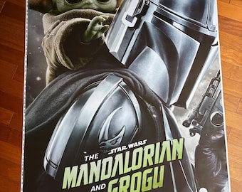 Mandalorian und Grogu Französisches Poster | 1,20 x 2,5m