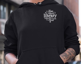 Library Artsy Hoodie for Librarian | Bookish Sweatshirt for Reader | Literary Gift for Bookworm | Bibliophile Clothing | YA Book Lover Merch