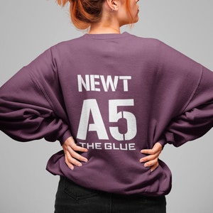 Newt A5 - The Glue Sweatshirt | Tmr shirt | tmr sweatshirt | book lover gift | bookworm gift | the glue shirt | newt sweater back print