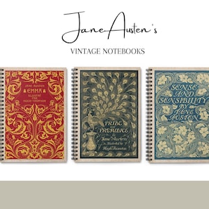 Jane Austen’s Vintage Notebook Set | Pride and Prejudice | Sense & Sensibility | Emma | Book Lover Journal | Bookish Gifts | Writers Pad