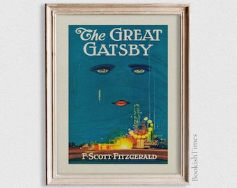 The Great Gatsby Poster | Vintage Book Art Print for Classic Book Lover Christmas Gift | Library Wall Decor for Bookworm Reading Nook Poster
