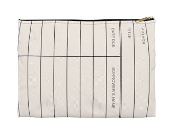 Library Due Date Accessory Pouch | bibliophile gifts | literary gifts | book lover bag | bookish gift | library gifts | bookworm gifts