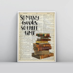 So Many Books Art Print | book lover art print | bookish gift | book art | book print | book quotes | wall decor | wall art | book wall art
