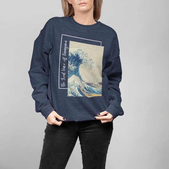 The Great Wave off Kanagawa Sweatshirt Aesthetic Shirts Japanese Art Print Great Wave Shirt Artistic Shirts Vintage Style Sweater Etsy Australia