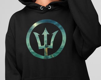 Trident Hoodie for Greek Mythology Readers | Poseidon Merch for YA Fantasy Book Lover | Chill Halloween Costume for Bookworms | Bibliophile