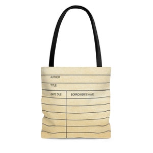 fourre-tout AOP pour carte de bibliothèque vintage | cadeau pour bibliothécaires | sac pour amoureux des livres | cadeau livresque | sac rat de bibliothèque | cadeaux pour amoureux des livres | cadeau rat de bibliothèque