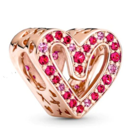 Radiant Pink and Rose Gold Heart Charm 