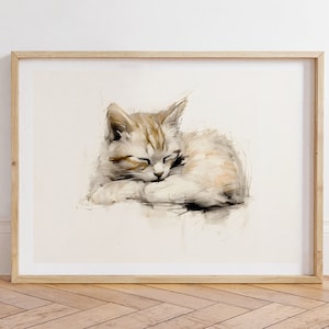 Kitten Nursery Print, Vintage Wall Art for Girl&#39;s Room, Cat Lover Printable Art, Gift for a Baby Girl, Cat Print for Kids Decor, Baby Animal