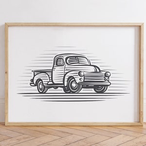 Pickup Truck Wall Print for Boys Room, Truck Printable Art for Kids, Boys Room Wall Art, Vehicle Wall Decor for Children, Digital Download