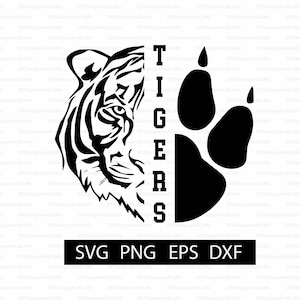 Tigers Digital Download | Tiger Print | Tiger Head | Tigers School Mascot SVG for Shirt | Cut File for Cricut | Heat Transfer Design | PNG