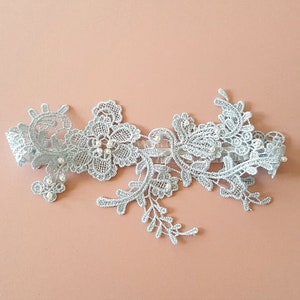 Pearl Floral Lace and Pearl Beaded Wedding Garter
