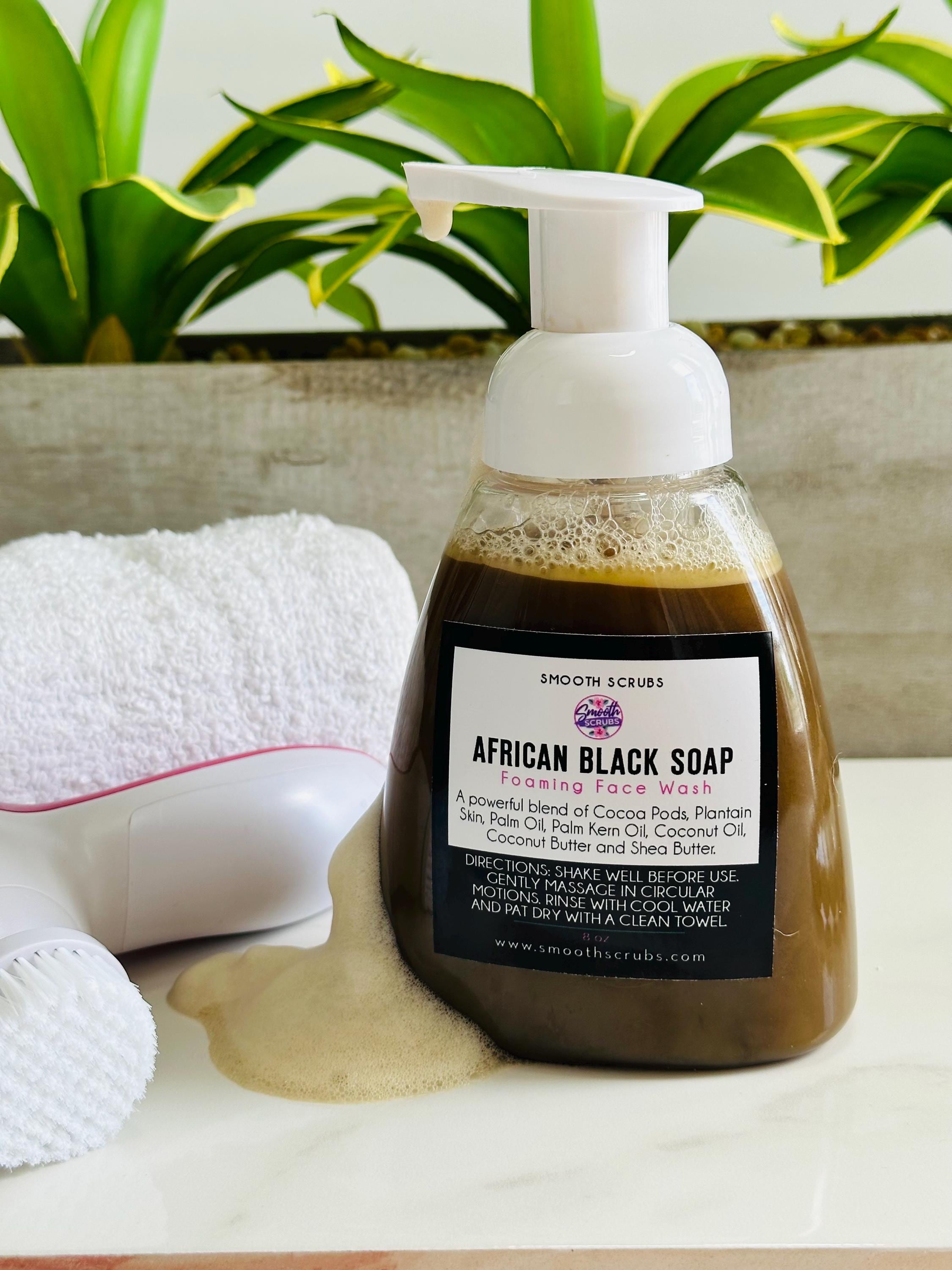 African Black Soap Foaming Face Wash, Facial Cleanser, Liquid African ...