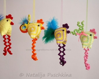 Crochet pattern, Easter Decoration, crazy chicken,