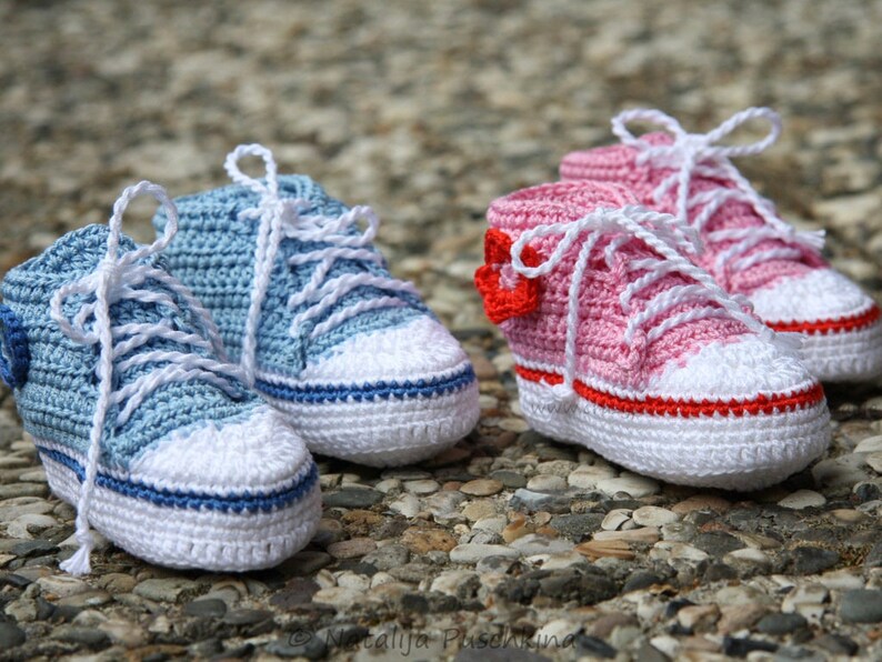 Crochet Pattern Cute Baby Tennis Shoes Tutorial Beginner Etsy