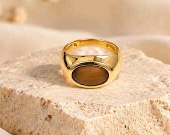 Tiger Eye Ring 925 Sterling Silver, Natural Tiger's Eye Gemstone Ring, Men's Silver Ring, Bold Statement Ring, Handmade Jewelry Gift