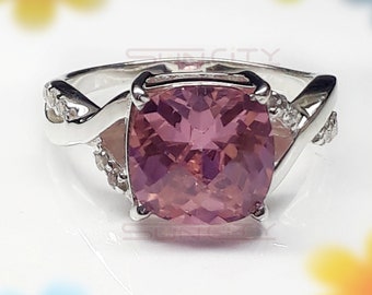 Padparadscha Sapphire Ring, Pink Gemstone, 925 Sterling Silver, Gold Alloy, Anniversary Birthday Gift For Her, Women Ring, Love Gift Jewelry