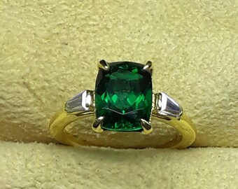 Peacock Green Sapphire Ring: 22k Gold Filled Sterling Silver Band