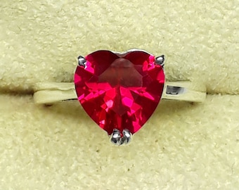 Anello con cuore di rubino: anello di promessa in argento sterling, gioiello con pietra portafortuna