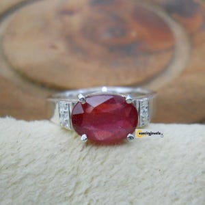 Natural Ruby Ring: Sterling Silver, July Birthstone, Dainty Style