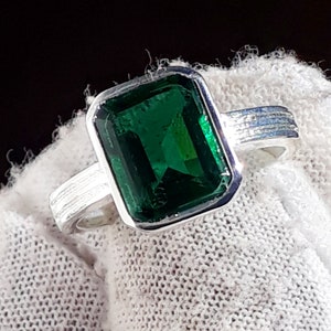 Emerald Ring-Handmade Ring-Birthstone For Men Woman-Emerald Cut Ring-Rings For unisex-Astrologycal Ring-Christmas Anniversary Birthday Gift